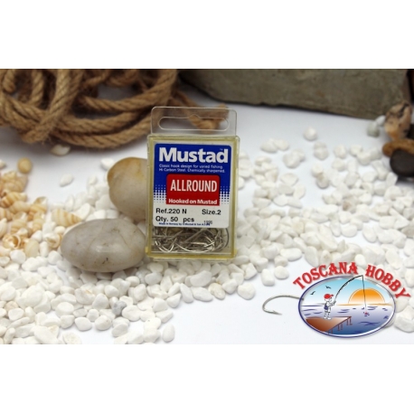 1 box 50 pcs Mustad, cod.220N, n.2, All Round hook FC.B1N