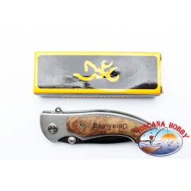 Couteau de poche Browning manche pliant en bois et métal.FC.L06
