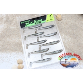 JIG AND SWIM Shad 7.5 cm-9 pcs. La Filature De La Basse Mer. Lits jumeaux.Tête-de-boule. Aromatisé.AR541