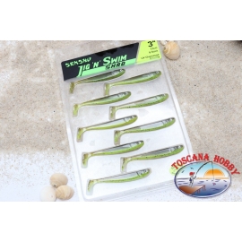 JIG'N SWIM Shad 7,5 cm-9 pz. Spinning Spigola. UV C.Brownie. Flavored.AR542