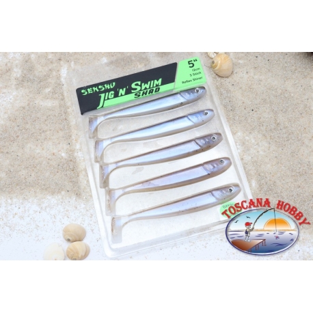 La PLANTILLA de N'NADAR Shad 12 cm-5 pcs. Girar La Lubina. Reflejo Ojo Morado. De sabor.AR552