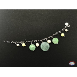 Bracelet silver 925 Holy Spirit Jewelry with citrine quartz, green agate and freshwater pearls