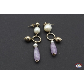 Earrings silver 925 with amethyst and river pearls