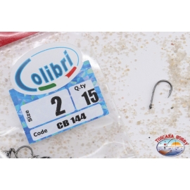 Fishing hooks, Colibri, Size 2, Pieces 15, with eyelet , CB144