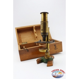 Microscopio vintage da campo, in ottone, inizio XX secolo, CC.300