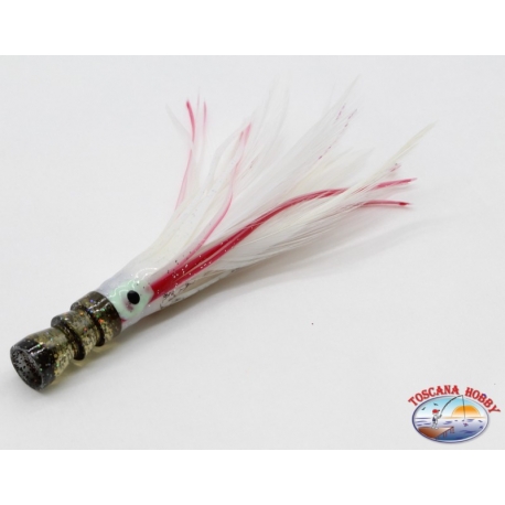 Trolling lures: kalice octopus+feather+brill 12 cm Handmade head-color X21
