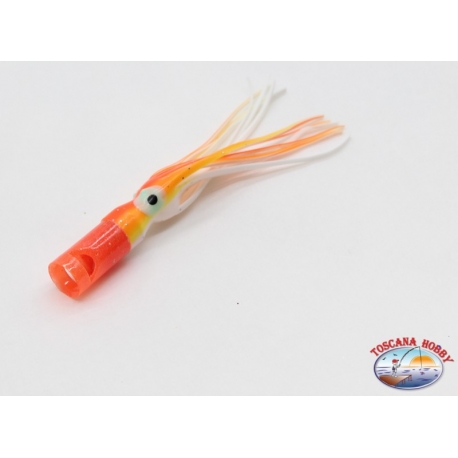 Trolling bait: whistling craft head mounted with 9 cm octopus-color W4