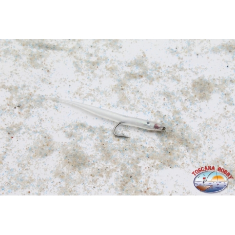 9cm silicone craft bait with steel hook Mustrad 1/0 White