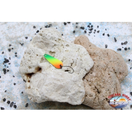 Cucharadita ondulada de Área de trucha-Cuchara 2,8 gr - 3 cm-naranja / verde / amarillo