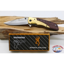 China Cuchillo de caza Browning mango de acero inoxidable y madera W26 Fabricantes