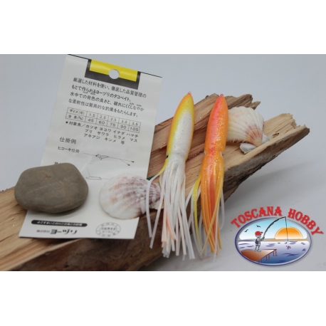 Packung mit 2 Tintenfisch gelb / orange 13.5 cm 