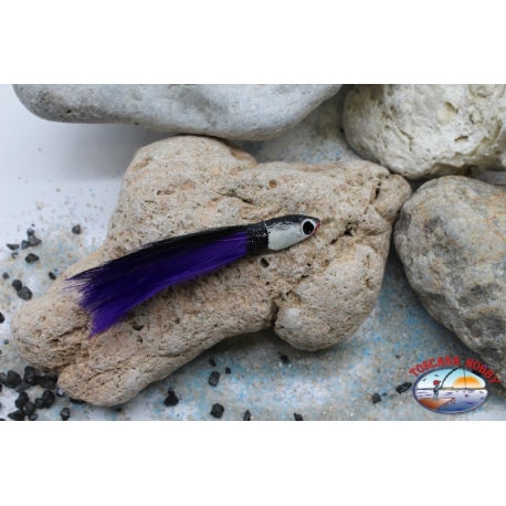 Appât à la traîne: tête d'anchois avec une plume violette de 7,5 cm
