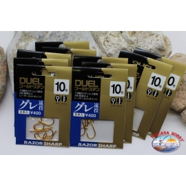 Duel size 10 Fishing hooks with eyelet 10 sachets of 8 pieces K. 342