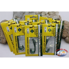 Duel size 3/0 Fishing Hooks with eyelet 10 sachets of 4 pieces-1