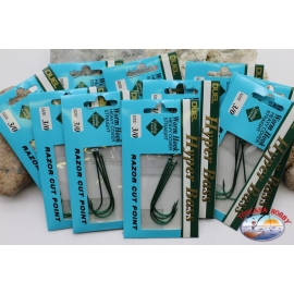 Duel size 3/0 Fishing hooks with eyelet 10 bags of 4 pieces K. 481