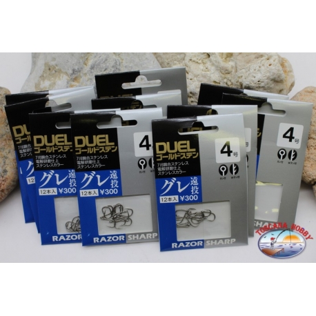 Duel size 4 Fishing Hooks with Eyelet 10 bags of 12 pieces-1