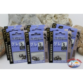 Duel size 5 Fishing Hooks with scoop 10 bags of 10 pieces K. 616