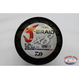 Trecciato Daiwa J-BRAID X8 Grand Multicolor da 1500mt 0,35mm