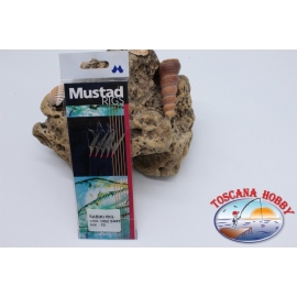 Sabiki Mustad con pelle di pesce filo 0,30 lunghezza 135cm 5 ami mis.10 FC.A107