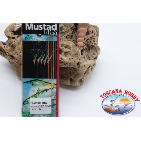 Sabiki Mustad con pelle di pesce filo 0,30 lunghezza 135cm 5 ami mis.14 FC.A109
