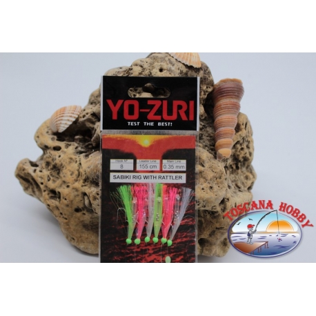 Sabiki Yo-zuri con pelle di pesce filo 0,35 lunghezza 135cm 5 ami mis.8 FC.A111