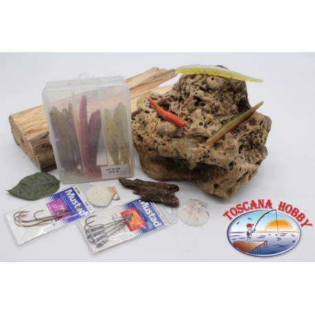 Box sortiert mit 18 würmer silikon-Yo-zuri 11cm mit 2 tüten angelhaken Mustad FC.C2