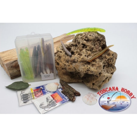 Box sortiert mit 11 würmer silikon-Yo-zuri 15cm mit 2 tüten angelhaken Mustad FC.C9