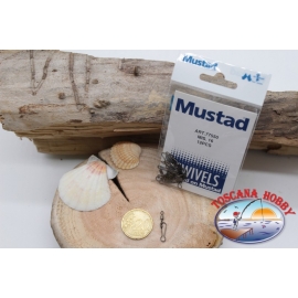 Giratorio con mosquetón de pesca Mustad serie 77550 sz. 16 G. 12