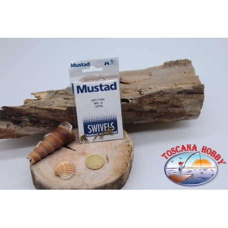 1 sachet de 12 pcs. des émerillons Mustad série 77502 or sz. 16 FC.G56