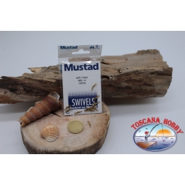 1 sachet de 12 pcs. des émerillons Mustad série 77502 or sz. 14 FC.G57