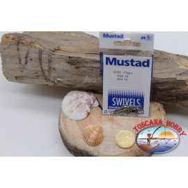 1 Sachet de 12 pcs. mousquetons Mustad série 77851 argent sz.16 FC.G73