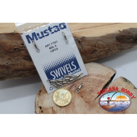 1 Sachet, 12 pcs. of swivels Mustad series 77501 sz.8 FC.G93