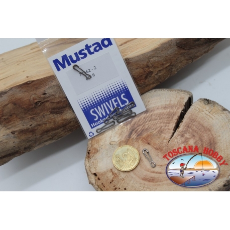 1 Bag of 6 pcs. hooks and quick-release Mustad series 77562 sz. 2 FC.G94