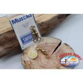 1 Paquete de 2 piezas. de gira Mustad serie 77502 de oro sz.4/0 FC.G106