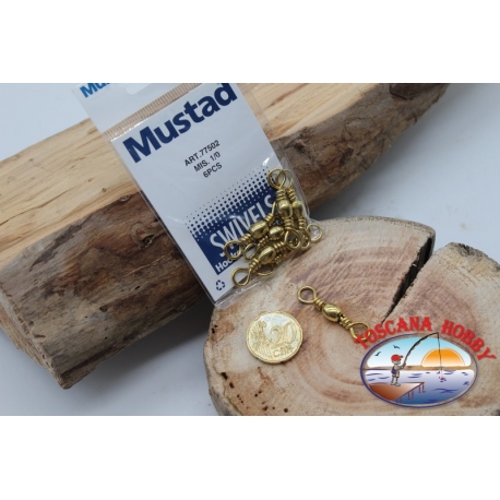 1 Bag of 6 pcs. of swivels Mustad series 77502 gold sz.1/0 FC.G107