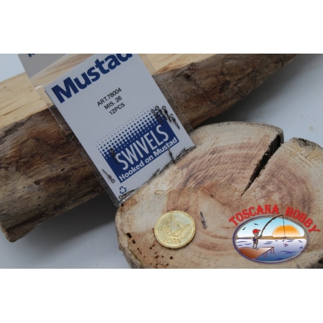 1 Packet of 12 pcs. of swivels Mustad series 78004 sz.26 FC.G117