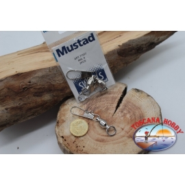 1 Bustina 2 pz. di girelle con moschettone Mustad serie 77557 sz.8 FC.G129