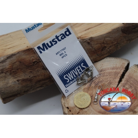 1 Bustina 4 pz. di moschettoni Mustad serie 77557 sz.2 FC.G131