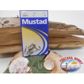 1 Pack of 10pcs Mustad cod. 34007 sz.6 steel with crown FC.A222