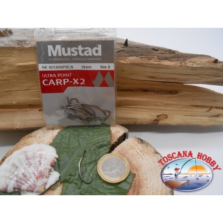 1 Pack of 10pcs Mustad cod. 60540NPBLN sz.8 with crown FC.A223B