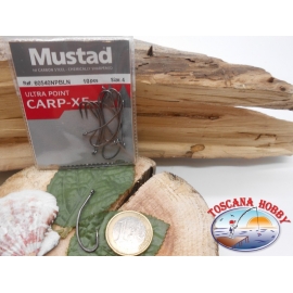 1 Paquete de 10 piezas Mustad-cod. 60540NPBLN sz.4 con la corona de FC.A225