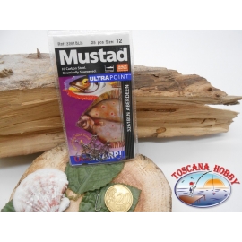 1 Packung 25pz angelhaken Mustad cod. 3261BLN sz.12 aberdeen und öse FC.A227