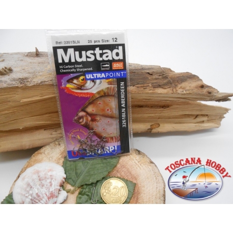 1 Pack of 25 pcs Mustad cod. 3261BLN sz.12 aberdeen with crown FC.A227