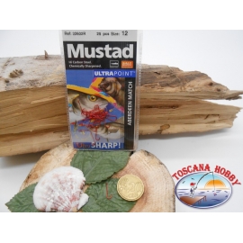 1 Pack of 25 pcs Mustad cod. 32602R sz.12 Red with crown FC.A228