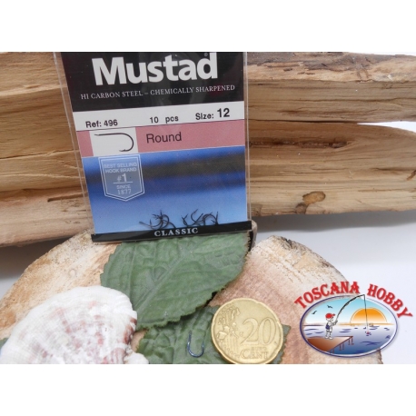 1 Pack of 10pcs Mustad cod. 496 sz.12 with the headstock FC.A231