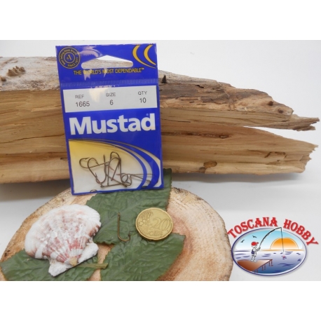 1 Pack of 10 pcs Mustad bronzed cod. 1665 sz.6 with crown FC.A247