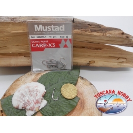 1 Pack 10pcs Mustad cod.60520BLN sz.6 with crown FC.A256