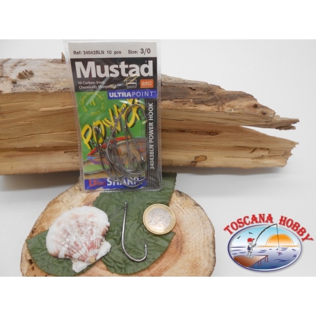 1 Packung 10st angelhaken Mustad cod.34043BLN sz.3/0 mit öse FC.A259