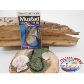 1 Packung 2stück angelhaken Mustad autoferranti cod.39950BL sz.10/0 öse FC.A265