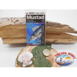 1 Packung 3pz angelhaken Mustad antincaglio cod.W3261BLN sz.1 FC.A270